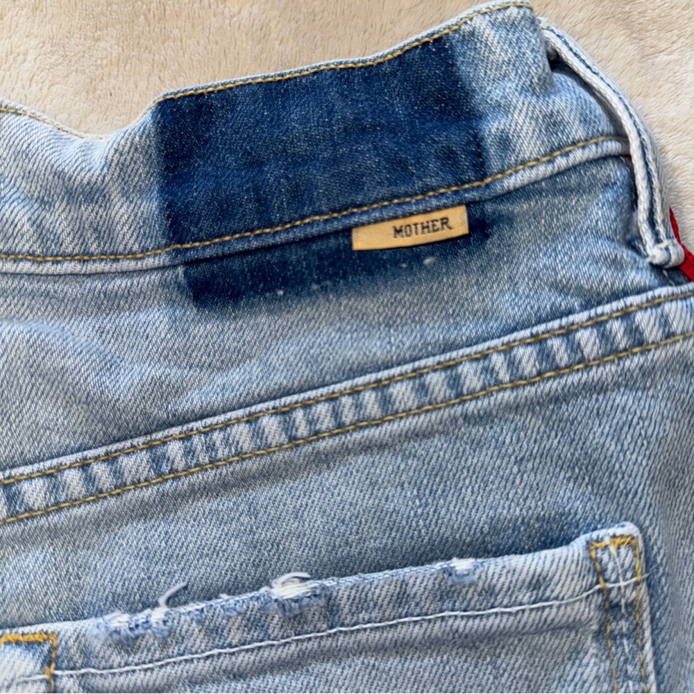 MOTHER Superior Denim Easy Does It Short Blue Thanks Again Racer Wash Size 27 - Picture 5 of 14